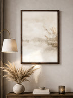 Pampas grass wall art print in a bedroom