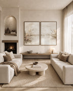 Pampas grass botanical wall art set in Japandi style
