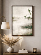 Large green wall art print with organic branch texture