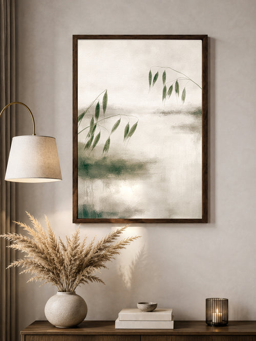 Second botanical wall art print, Japandi style