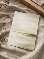 Large olive green wall art in a modern minimalist interior