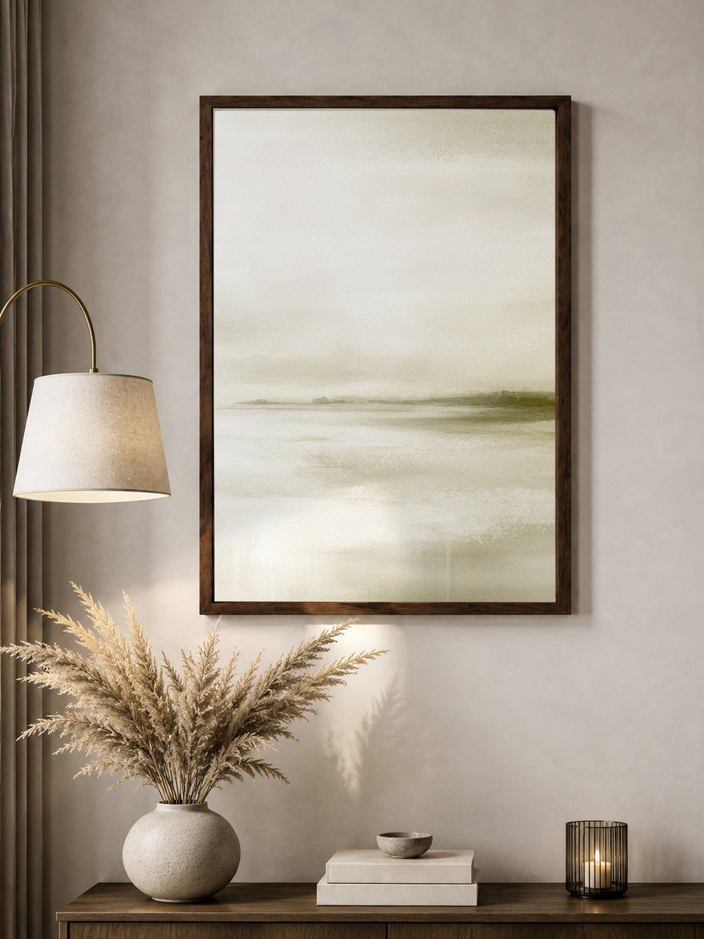 Second artwork from the olive green Minimalism No. 02 wall art pair