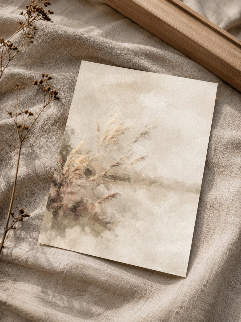 Close-up of pampas grass wall art print texture
